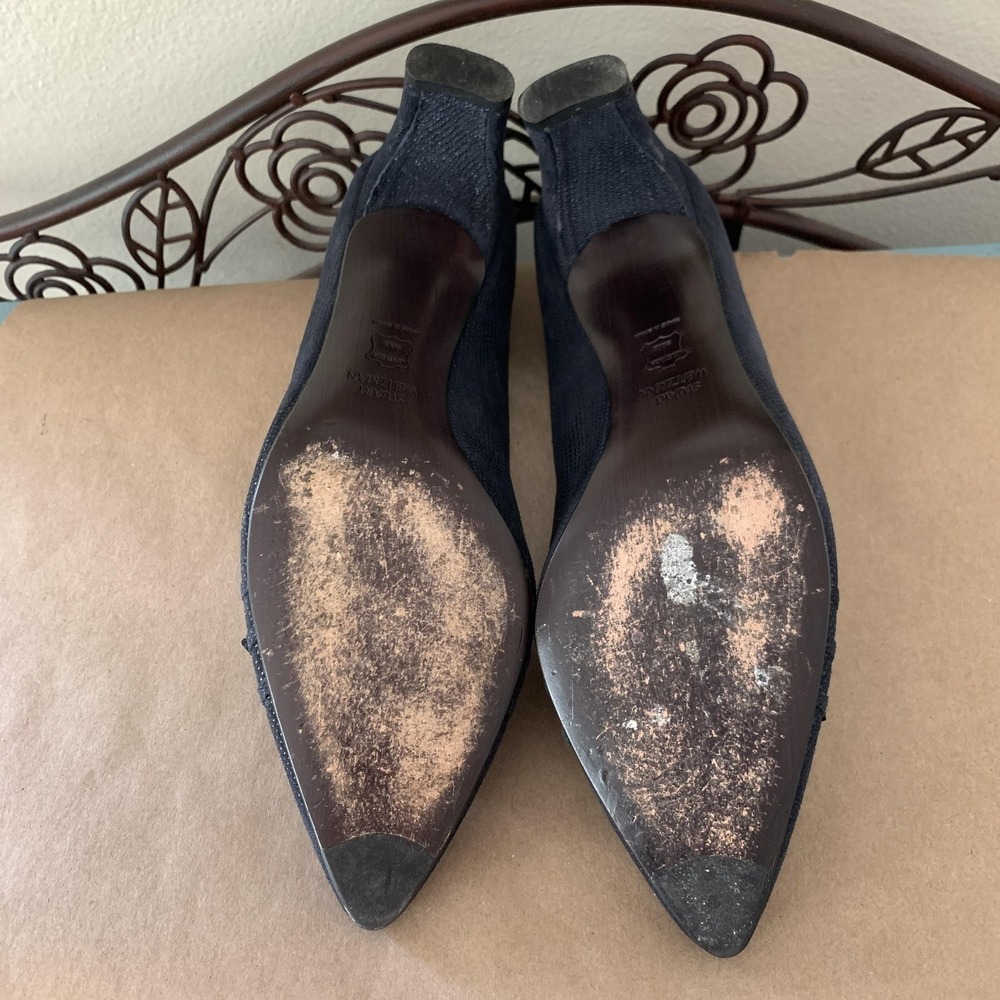 Stuart Weitzman Navy Blue Suede Ghillie Lace-Up Pumps Women's Size 8M - Picture 11 of 15